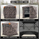 Silent Pop Up Hunting Blind with 270° See Through View – Waterproof Camo Ground Blind Tent for Turkey and Deer Hunting, 1-7 Person Capacity - 10