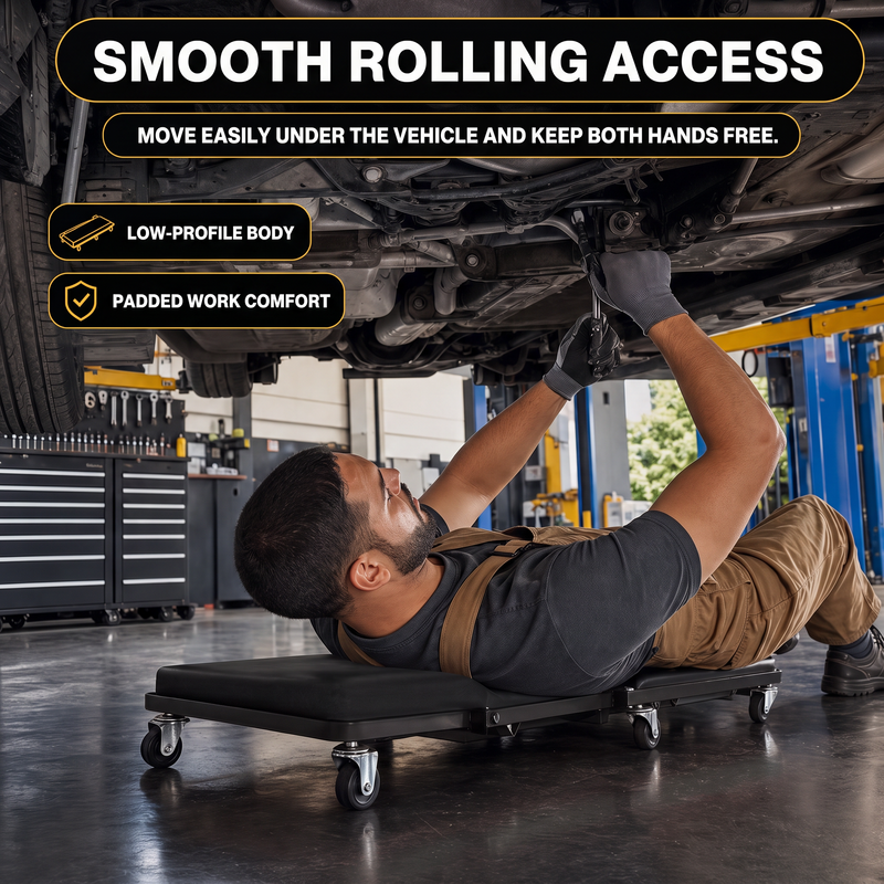 2-in-1 Convertible Z-Creeper Seat - Rolling Mechanic Creeper with Wheels, Under Dash Creeper & Garage Chair for Auto Repair, Low Profile Roller Seat - 10