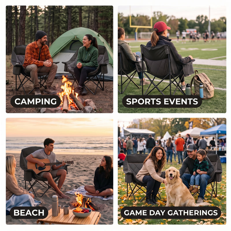 Oversized Camping Chairs 2 Pack – Extra-Large Folding Outdoor Chairs, Padded - 10