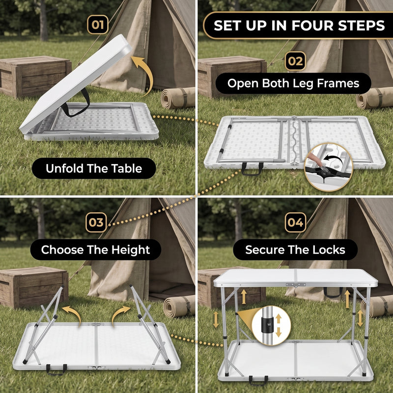 4 ft Adjustable Folding Camping Table - 10