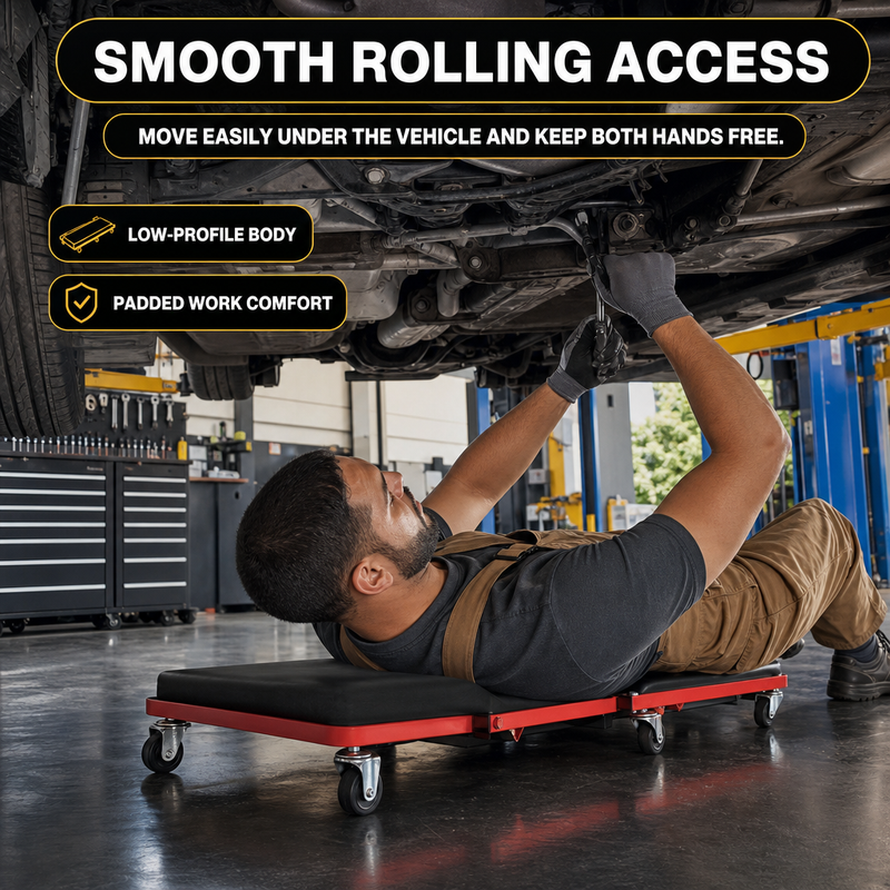 2-in-1 Convertible Z-Creeper Seat - Rolling Mechanic Creeper with Wheels, Under Dash Creeper & Garage Chair for Auto Repair, Low Profile Roller Seat - 10