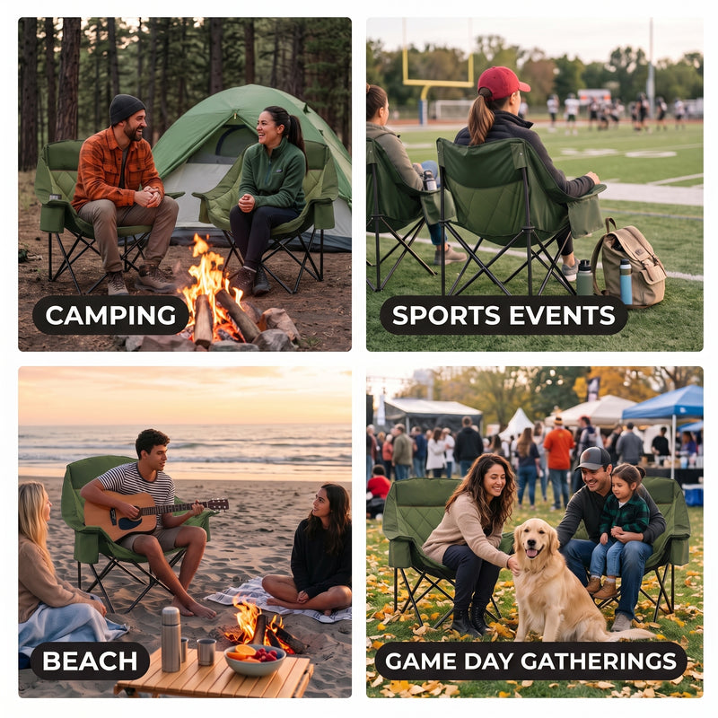 Oversized Camping Chairs 2 Pack – Extra-Large Folding Outdoor Chairs, Padded - 10