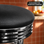 Swivel Bar Stool for Garage & Shop - Backless Counter Stool with Padded Seat, Workbench Stool for Workshop, Single Bar Stool with Chrome Legs - 10