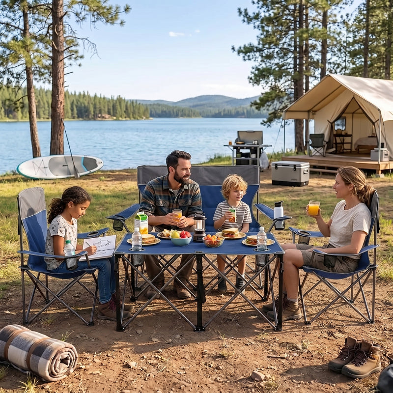 Outdoor 4-Piece Folding Chair and Table Set – Perfect for Camping and Picnics - 10