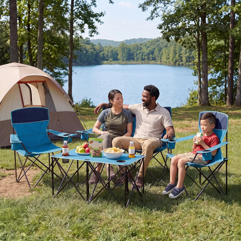 Outdoor 4-Piece Folding Chair and Table Set – Perfect for Camping and Picnics - 10