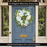 HYDRANGEA WREATH FOR FRONT DOOR – ARTIFICIAL FLORAL PORCH DÉCOR - 10
