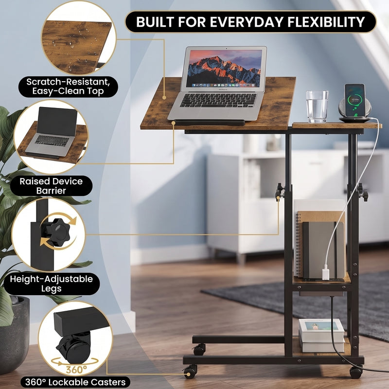 C-SHAPED END TABLE WITH CHARGING STATION – ADJUSTABLE HEIGHT - 10