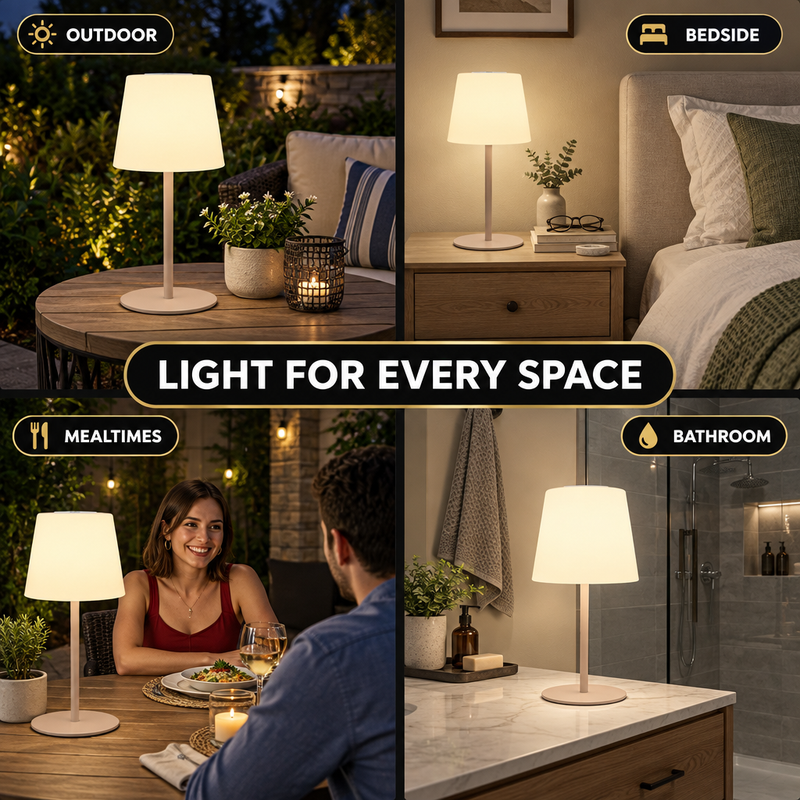 CORDLESS TABLE LAMP – RECHARGEABLE & WATERPROOF FOR SHOWER, BATHROOM AND OUTDOOR USE - 10