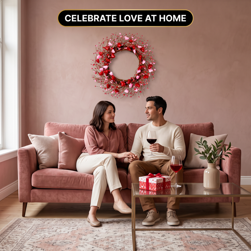 VALENTINE WREATHS FOR FRONT DOOR – HEART & BERRY FLORAL WREATH FOR VALENTINE’S DAY DÉCOR - 10
