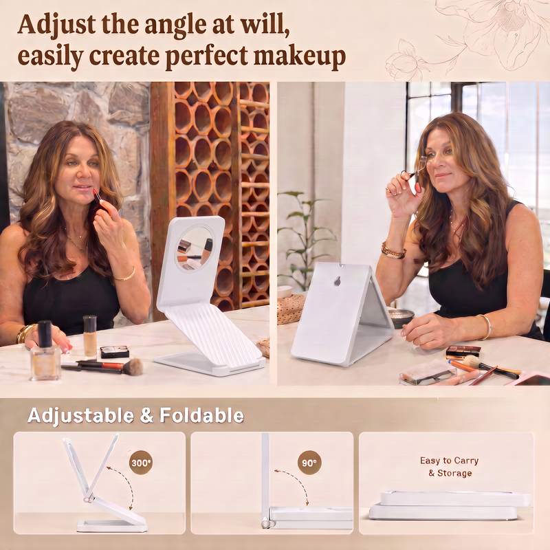 Portable LED Makeup Mirror – Rechargeable, Adjustable Brightness, Compact & Travel-Friendly - 10