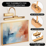 Picture Lights for Wall, Rechargeable Battery Operated LED Gallery Light Bar with Remote & Timer, Dimmable Wireless Wall Sconce for Paintings & Frames - 10