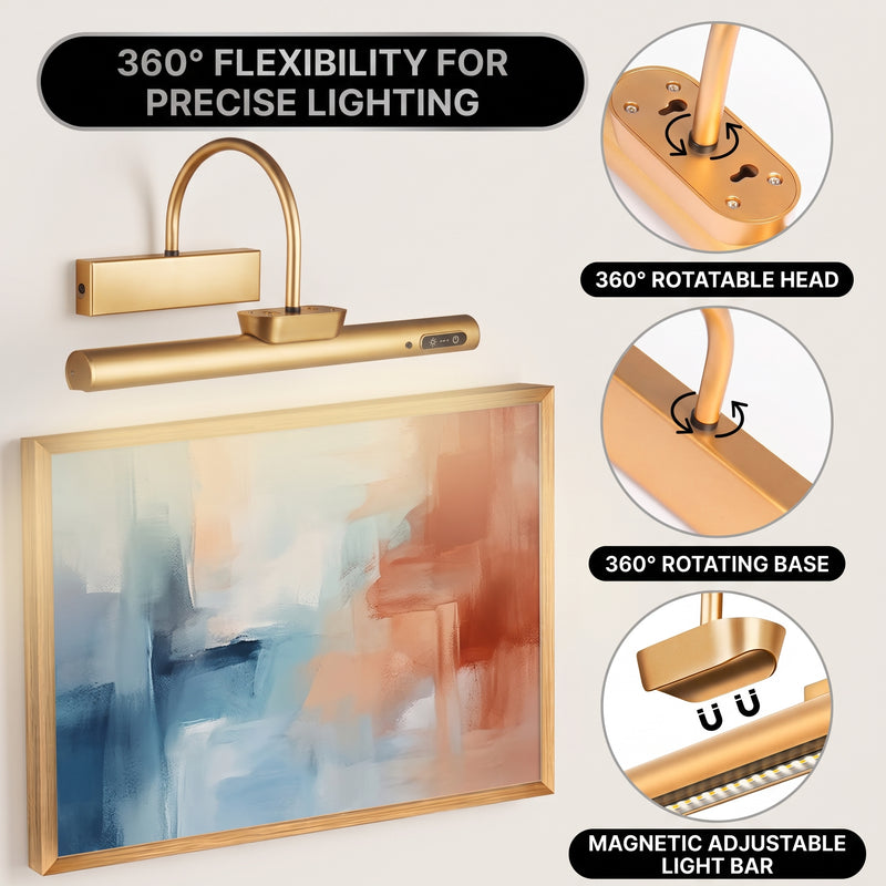 Picture Lights for Wall, Rechargeable Battery Operated LED Gallery Light Bar with Remote & Timer, Dimmable Wireless Wall Sconce for Paintings & Frames - 10