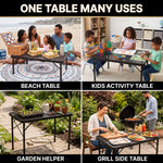 Foldable Camping Table Collapsible Picnic Aluminum Alloy Grill Stand - 10
