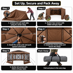 15x15 Pop-Up Gazebo Screen Tent – Large Outdoor Screen House with Mesh Walls & Carry Bag - 10