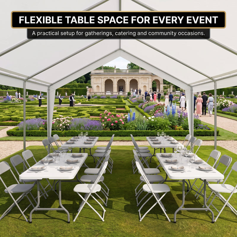 6 FT FOLDING CAMPING TABLE – PORTABLE INDOOR OUTDOOR TABLE WITH WATERPROOF HDPE TOP & CARRY HANDLE - 10