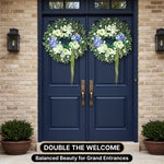 HYDRANGEA WREATH FOR FRONT DOOR – ARTIFICIAL FLORAL PORCH DÉCOR - 10