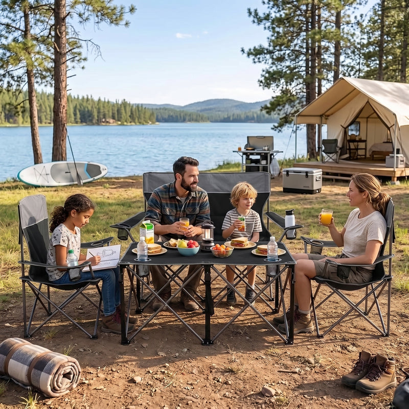 Outdoor 4-Piece Folding Chair and Table Set – Perfect for Camping and Picnics - 10