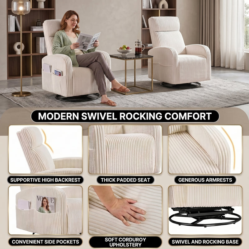 Swivel Accent Chair with Storage, 360 Degree Velvet Small Accent Chair, No Assembly Comfy Bedroom Chair for Living Room, Reading, Dressing Room - 10