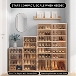 Foldable Shoe Cabinet with Doors – Slim Entryway Shoe Storage Organizer - 10