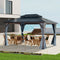 Exclusive 10' x 13' Hardtop Wood Gazebo - Premium Outdoor Framed Pavilion with Polycarbonate Double Roof
