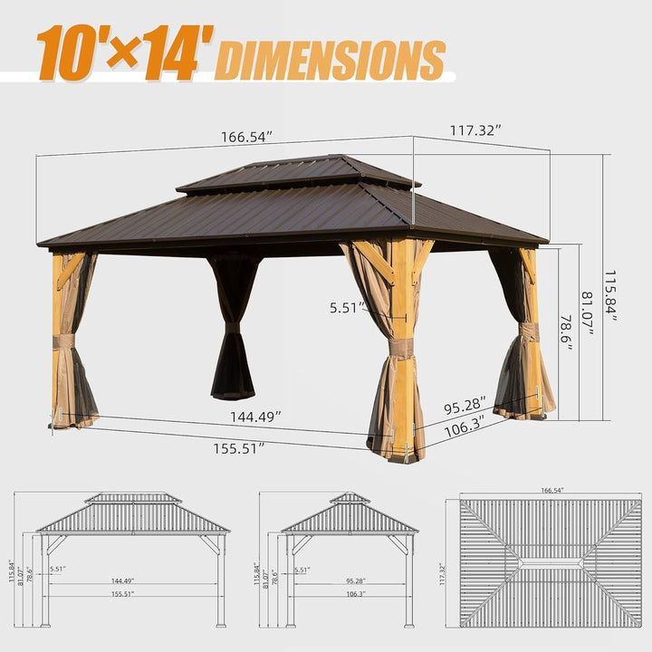 10' x 14' Cedar Wood Gazebo