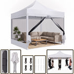 Army green 6-sided pop-up screen gazebo with a sofa set on a backyard patio