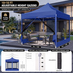 Dimension and materials diagram for the 6-sided 10x10 screen gazebo
