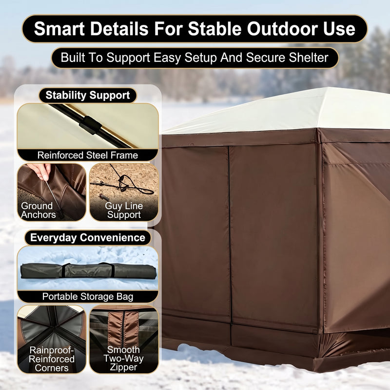10x10 screen gazebo with its carry bag, poles, stakes and ropes laid out
