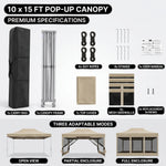 Included parts - carry bag, frame, top cover, four mesh sidewalls, stakes, ropes and manual - with open, partial and full enclosure modes