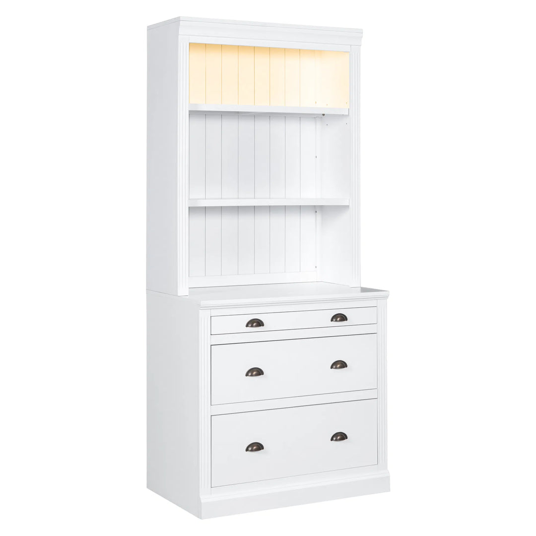 Premium 83.4" Tall LED Bookshelf with Storage - Modern Home Office Solution