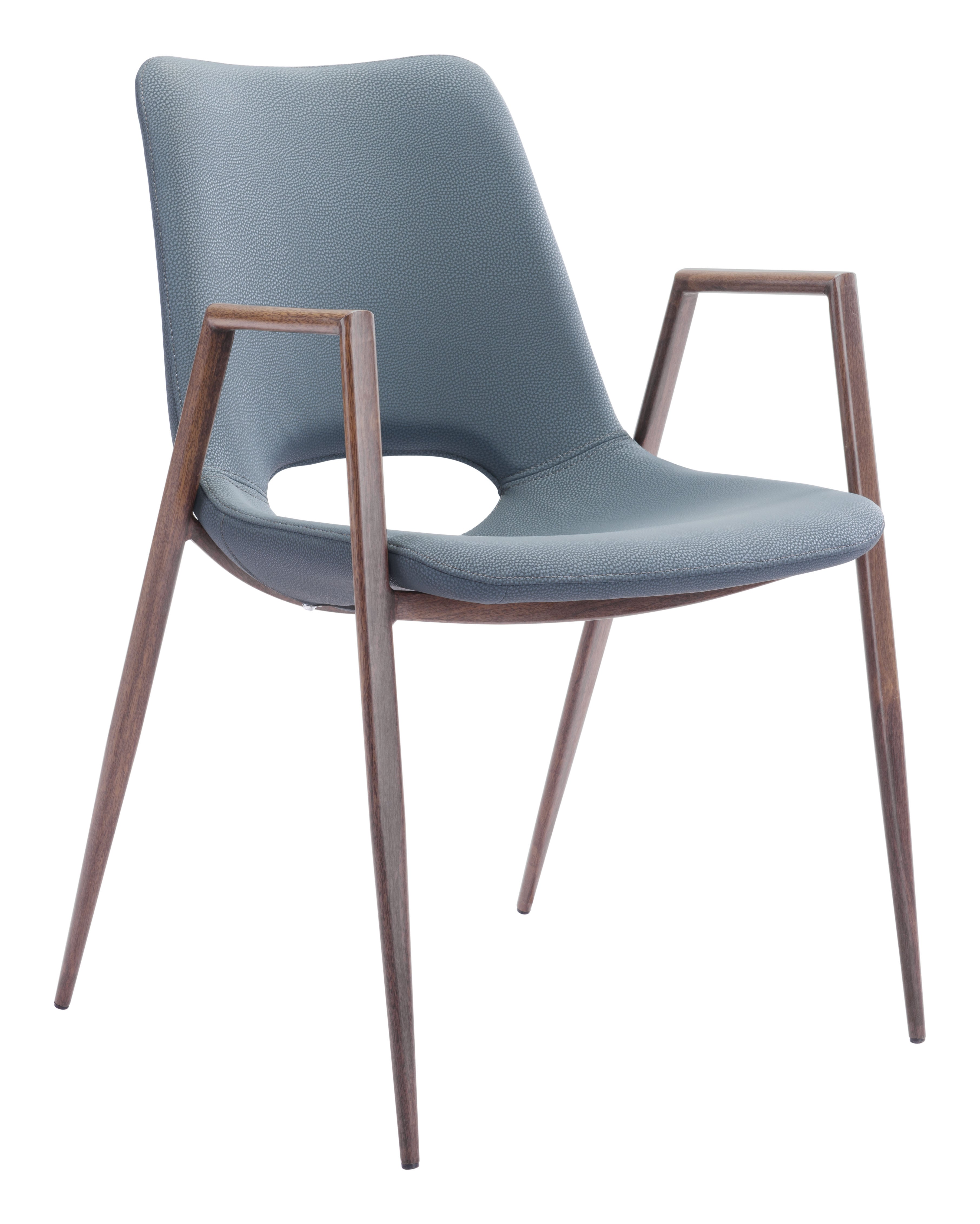 Desi Dining Chair Azure Gray & Walnut