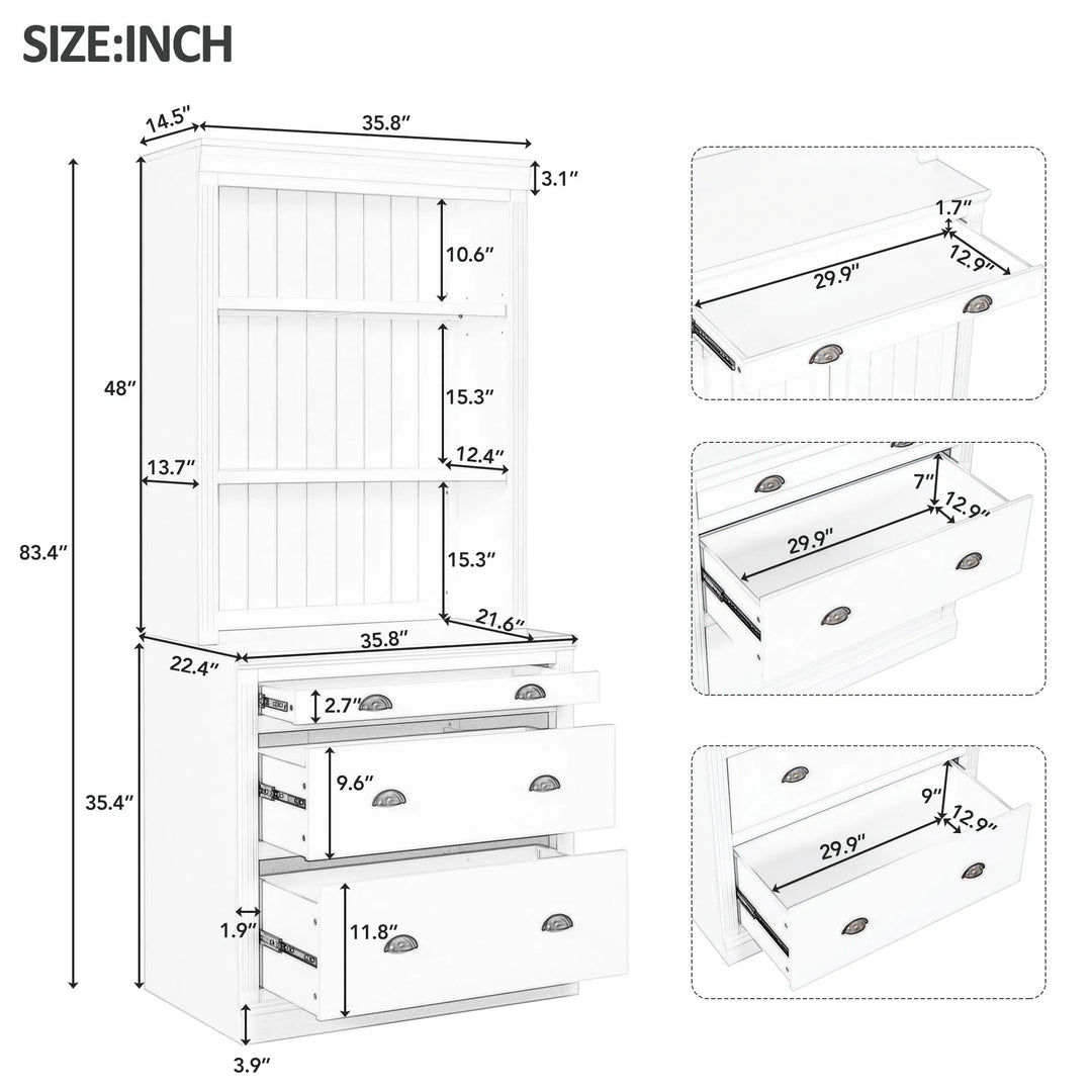 Premium 83.4" Tall LED Bookshelf with Storage - Modern Home Office Solution