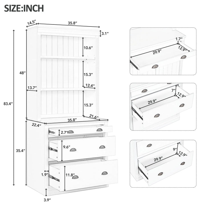 Premium 83.4" Tall LED Bookshelf with Storage - Modern Home Office Solution
