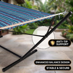 Outdoor Double Hammock with Stand for 2 – Heavy Duty Steel Frame, Pillow Included - 11