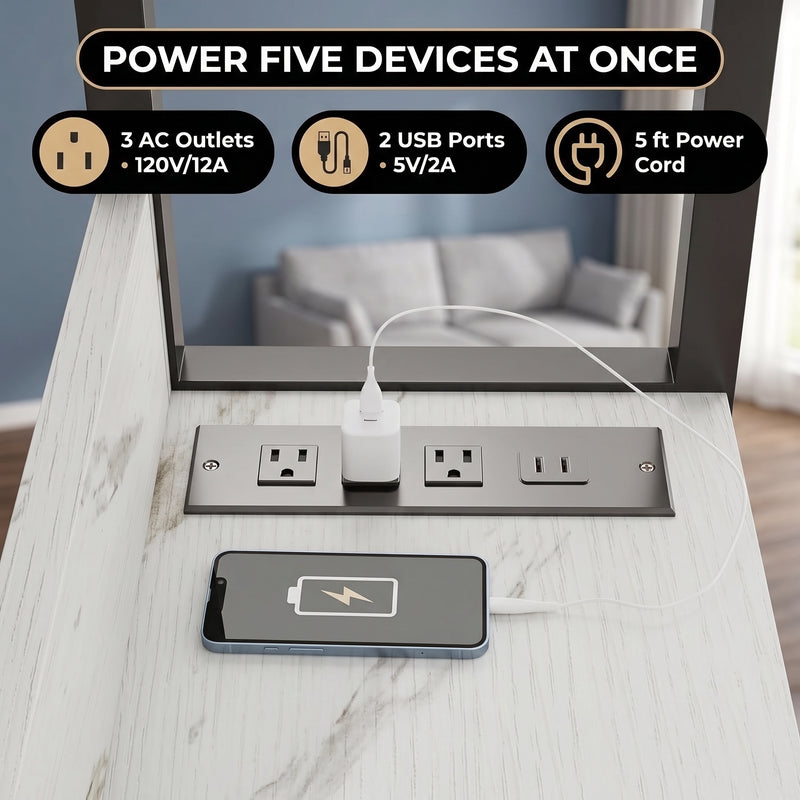 C-SHAPED END TABLE WITH CHARGING STATION – ADJUSTABLE HEIGHT - 11