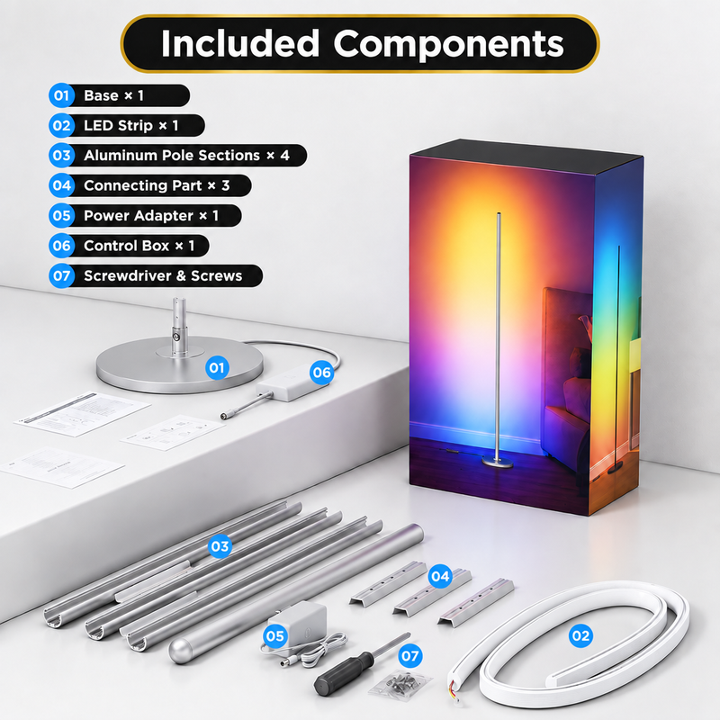 FLOOR LAMP – SMART RGBIC CORNER LAMP WITH MUSIC SYNC - 11