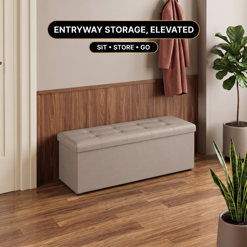 BENCH WITH STORAGE – FOLDING OTTOMAN WITH PADDED SEAT - 11