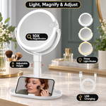 LED Makeup Mirror with Adjustable Brightness – Dual-Sided, Rechargeable - 11