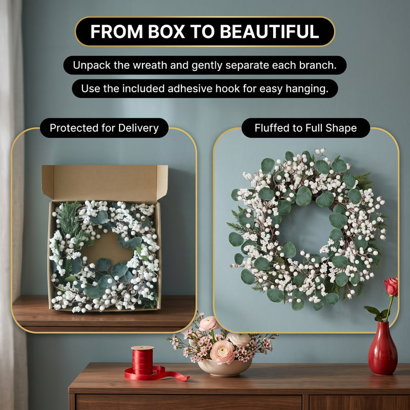 CHRISTMAS BERRY WREATH FOR FRONT DOOR – WINTER PINE HOLIDAY DÉCOR - 11