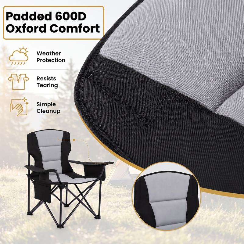 Heavy Duty Camping Chair with Cooler Storage – Single or Twin Pack - 11