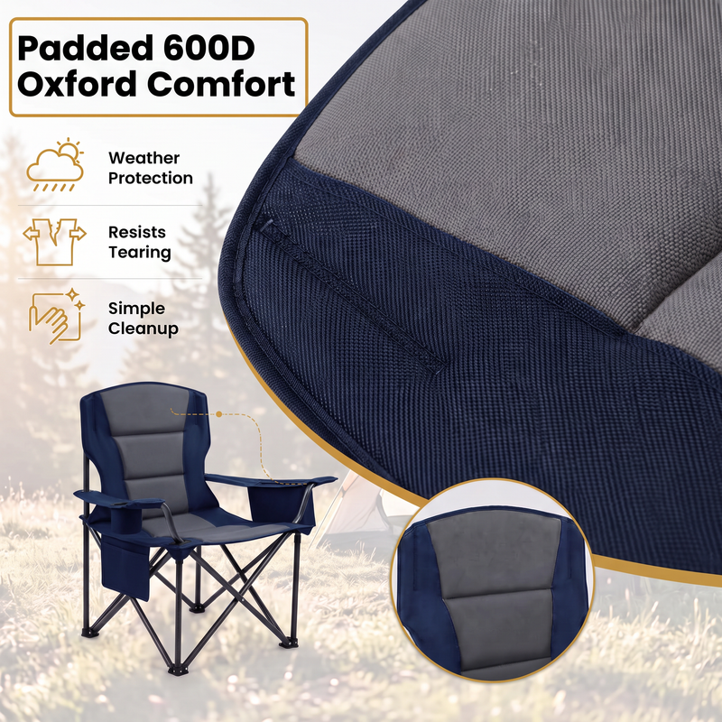 Heavy Duty Camping Chair with Cooler Storage – Single or Twin Pack - 11