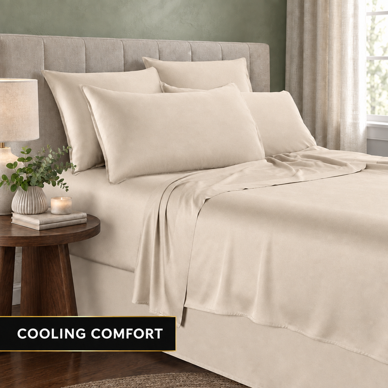 Bamboo Cooling Sheets – 300TC Viscose Sateen Sheet Set - 11