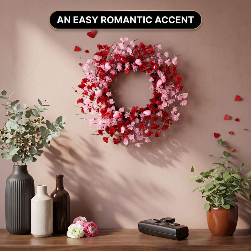 VALENTINE WREATHS FOR FRONT DOOR – HEART & BERRY FLORAL WREATH FOR VALENTINE’S DAY DÉCOR - 11