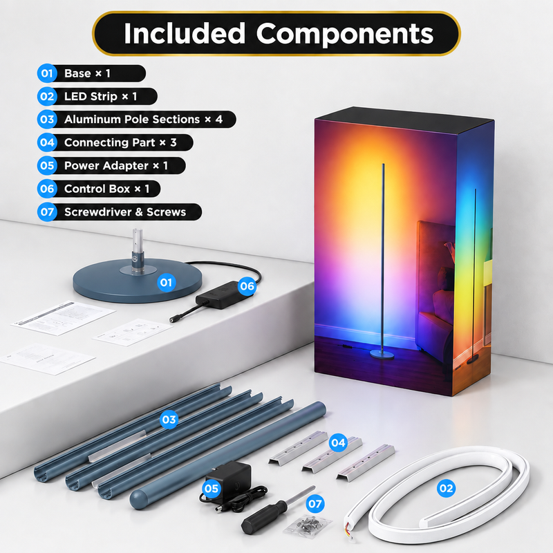 FLOOR LAMP – SMART RGBIC CORNER LAMP WITH MUSIC SYNC - 11