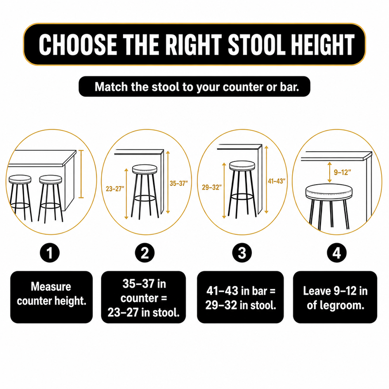 Swivel Bar Stool for Garage & Shop - Backless Counter Stool with Padded Seat, Workbench Stool for Workshop, Single Bar Stool with Chrome Legs - 11