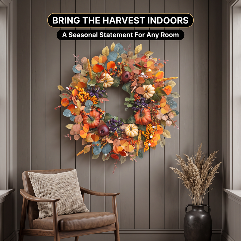 PUMPKIN WREATH FOR FRONT DOOR – FALL FARMHOUSE DÉCOR - 11