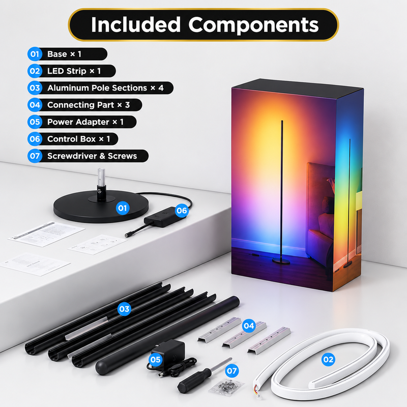 FLOOR LAMP – SMART RGBIC CORNER LAMP WITH MUSIC SYNC - 11