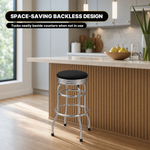 Swivel Bar Stool for Garage & Shop - Backless Counter Stool with Padded Seat, Workbench Stool for Workshop, Single Bar Stool with Chrome Legs - 11
