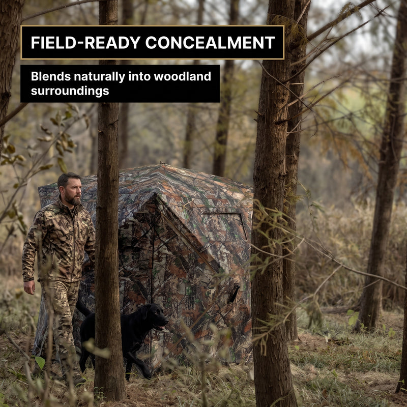 SucceBuy Hunting Blind, 270° & 360° See Through Ground Blind, 2-3 Person / 3-4 Person Pop Up Deer Blind for Hunting with Carrying Bag, Portable Tent - 11