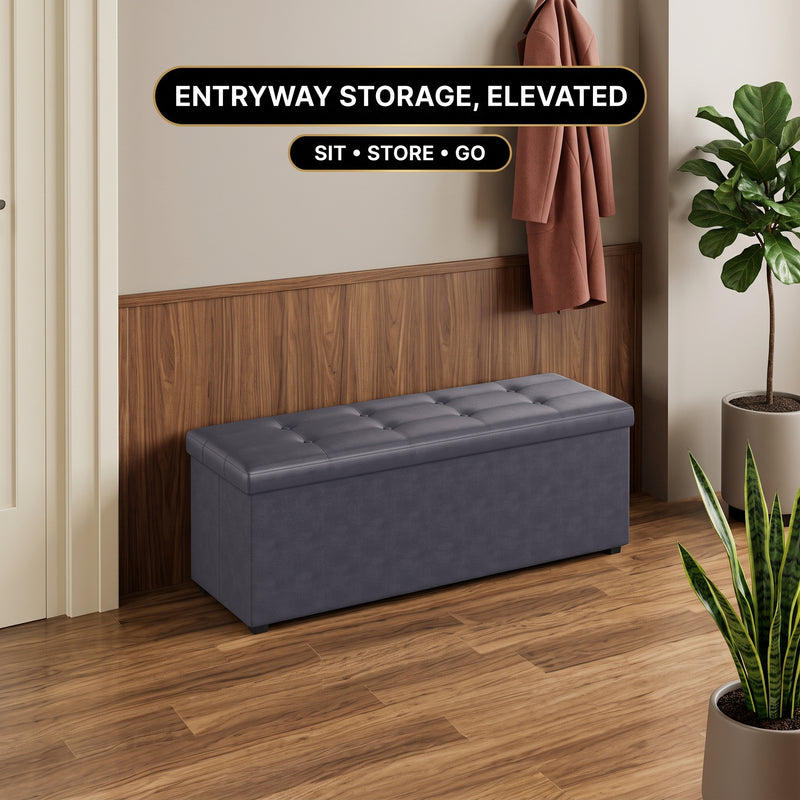 BENCH WITH STORAGE – FOLDING OTTOMAN WITH PADDED SEAT - 11